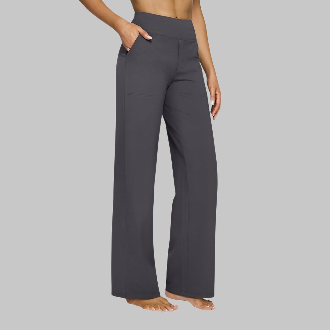 Mia - Women's Trousers High Waisted Comfort Fit with Wide Leg and Pockets