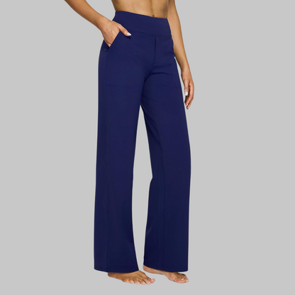 Mia - Women's Trousers High Waisted Comfort Fit with Wide Leg and Pockets