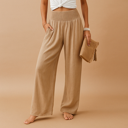 Mia - Women's Wide Leg Pants High Waist Lightweight for Summer with Pockets