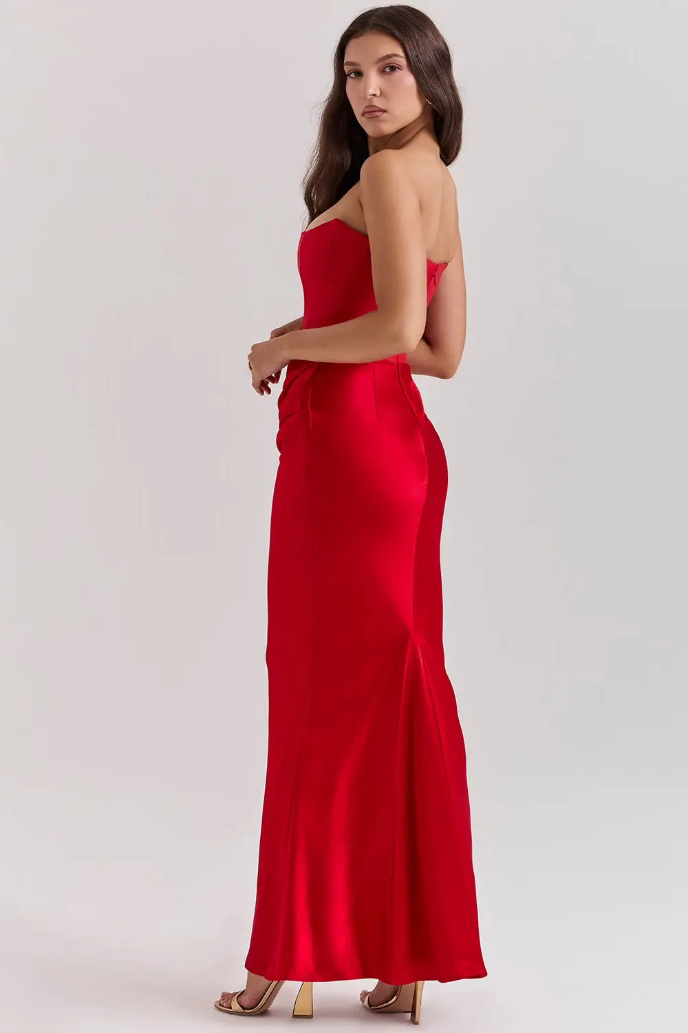 Persephone - Women's Formal Maxi Dress with Strapless Corset and Draped Skirt