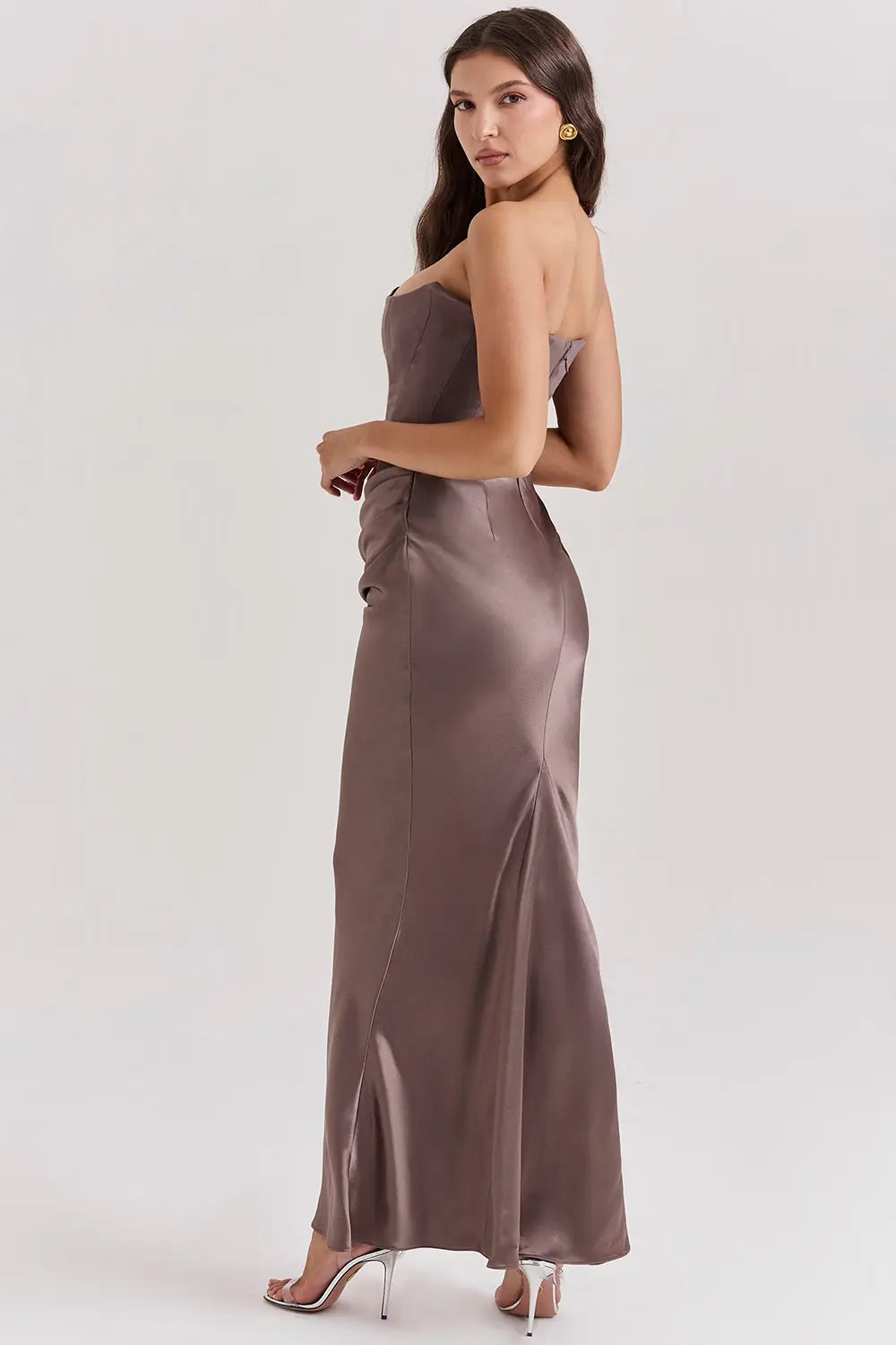 Persephone - Women's Formal Maxi Dress with Strapless Corset and Draped Skirt
