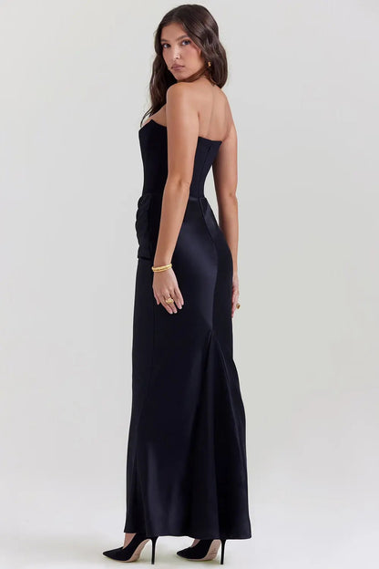 Persephone - Women's Formal Maxi Dress with Strapless Corset and Draped Skirt