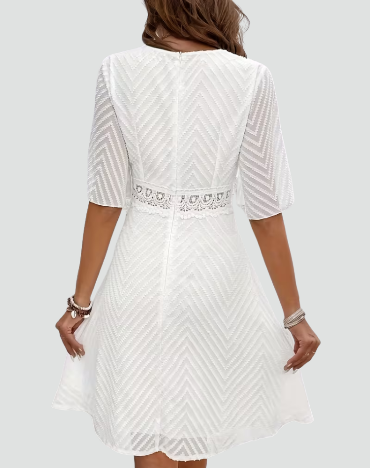 Poppy - Women's Summer Dress Elegant Mini with Flutter Sleeves and V Neck