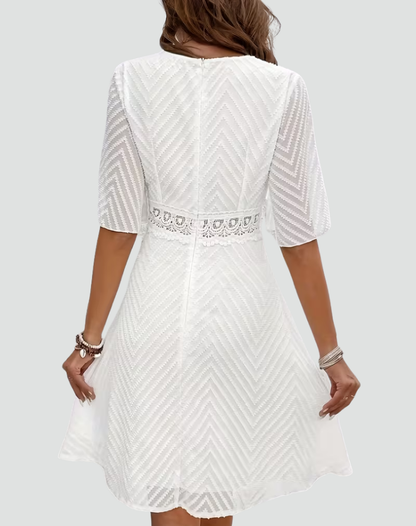 Poppy - Women's Summer Dress Elegant Mini with Flutter Sleeves and V Neck