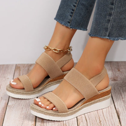 Ruby - Women's Chunky Comfort Sandals Platform Wedge with Stretch Straps