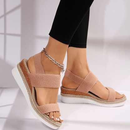 Ruby - Women's Chunky Comfort Sandals Platform Wedge with Stretch Straps
