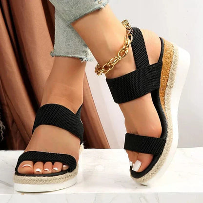 Ruby - Women's Chunky Comfort Sandals Platform Wedge with Stretch Straps