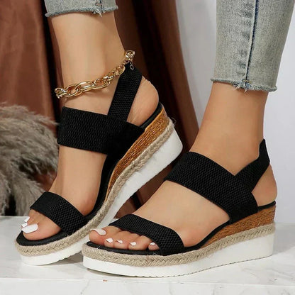Ruby - Women's Chunky Comfort Sandals Platform Wedge with Stretch Straps
