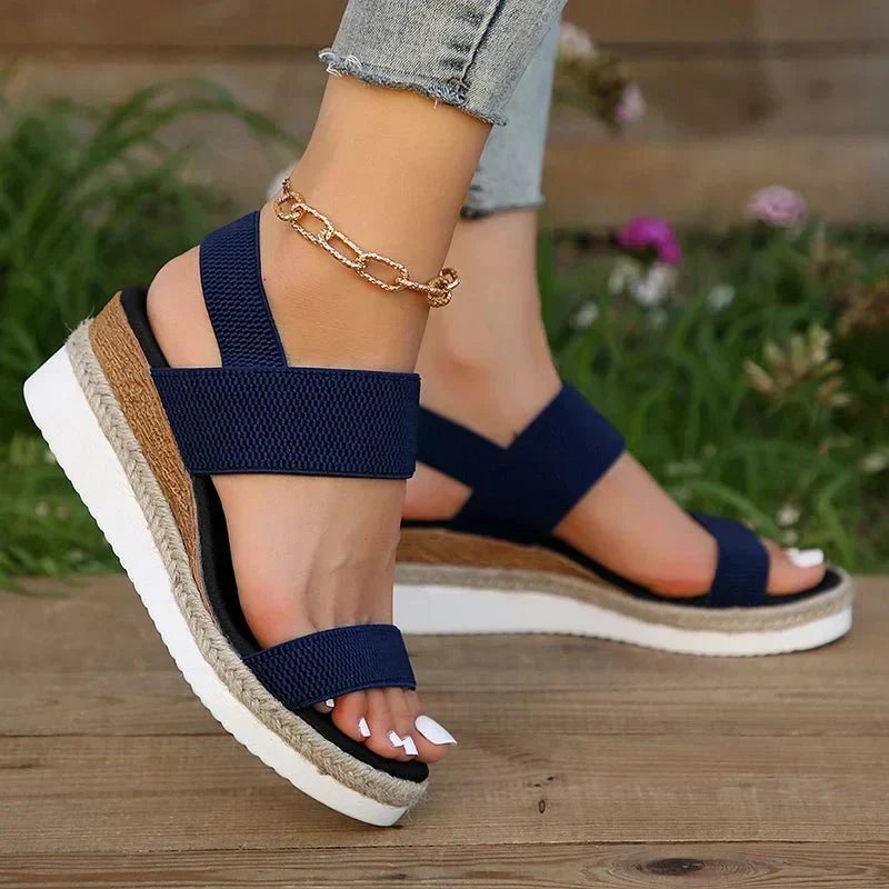 Ruby - Women's Chunky Comfort Sandals Platform Wedge with Stretch Straps