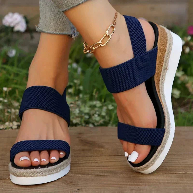 Ruby - Women's Chunky Comfort Sandals Platform Wedge with Stretch Straps