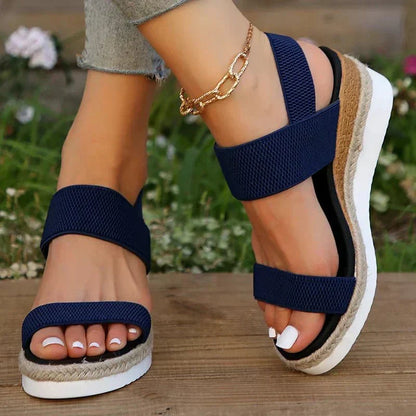 Ruby - Women's Chunky Comfort Sandals Platform Wedge with Stretch Straps