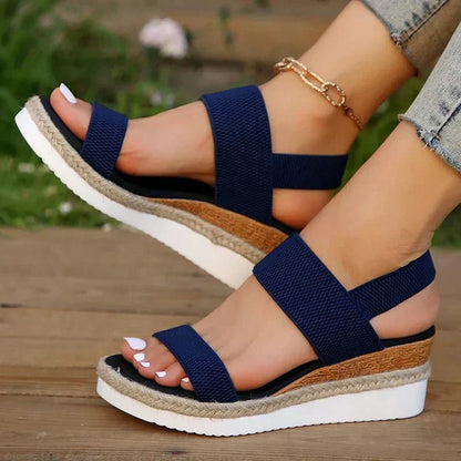 Ruby - Women's Chunky Comfort Sandals Platform Wedge with Stretch Straps