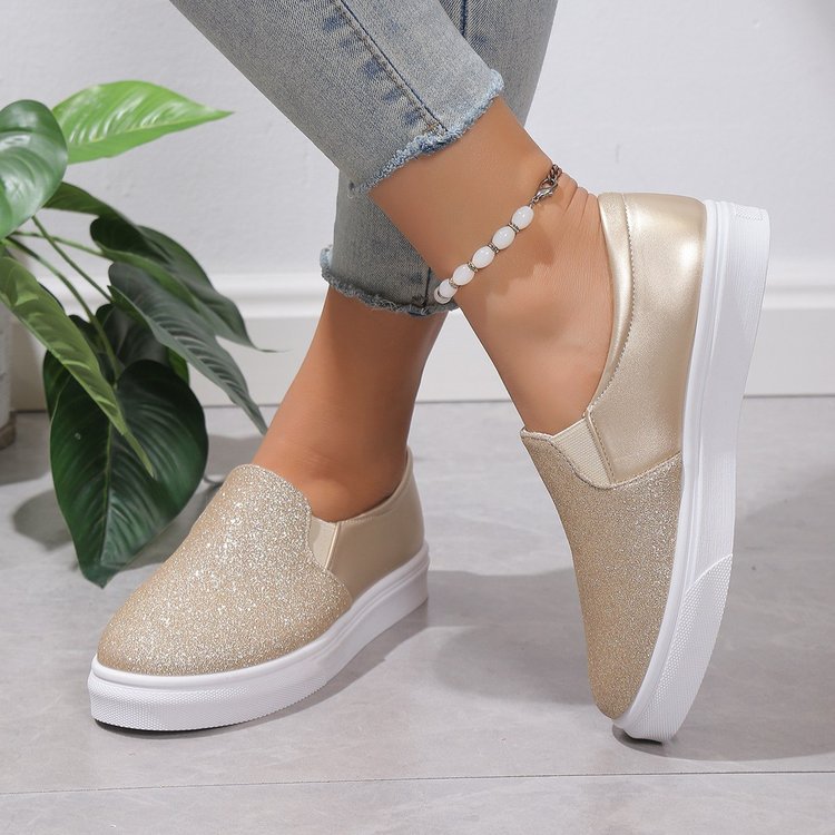 Ruby - Women's Glitter Party Loafers Slip-On with Chunky Platform Sole
