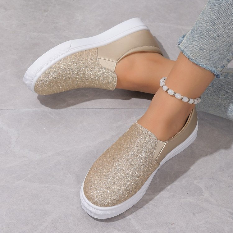 Ruby - Women's Glitter Party Loafers Slip-On with Chunky Platform Sole
