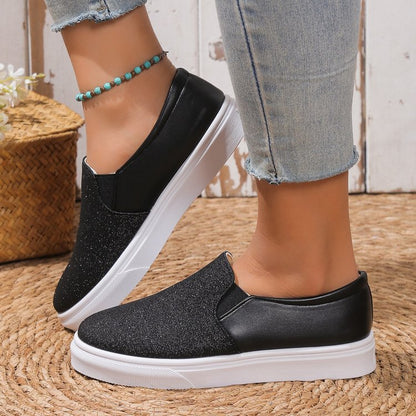 Ruby - Women's Glitter Party Loafers Slip-On with Chunky Platform Sole