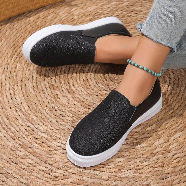 Ruby - Women's Glitter Party Loafers Slip-On with Chunky Platform Sole