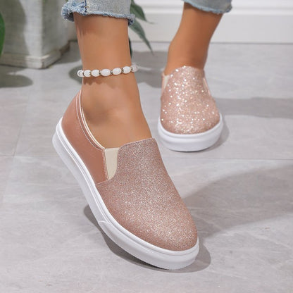 Ruby - Women's Glitter Party Loafers Slip-On with Chunky Platform Sole