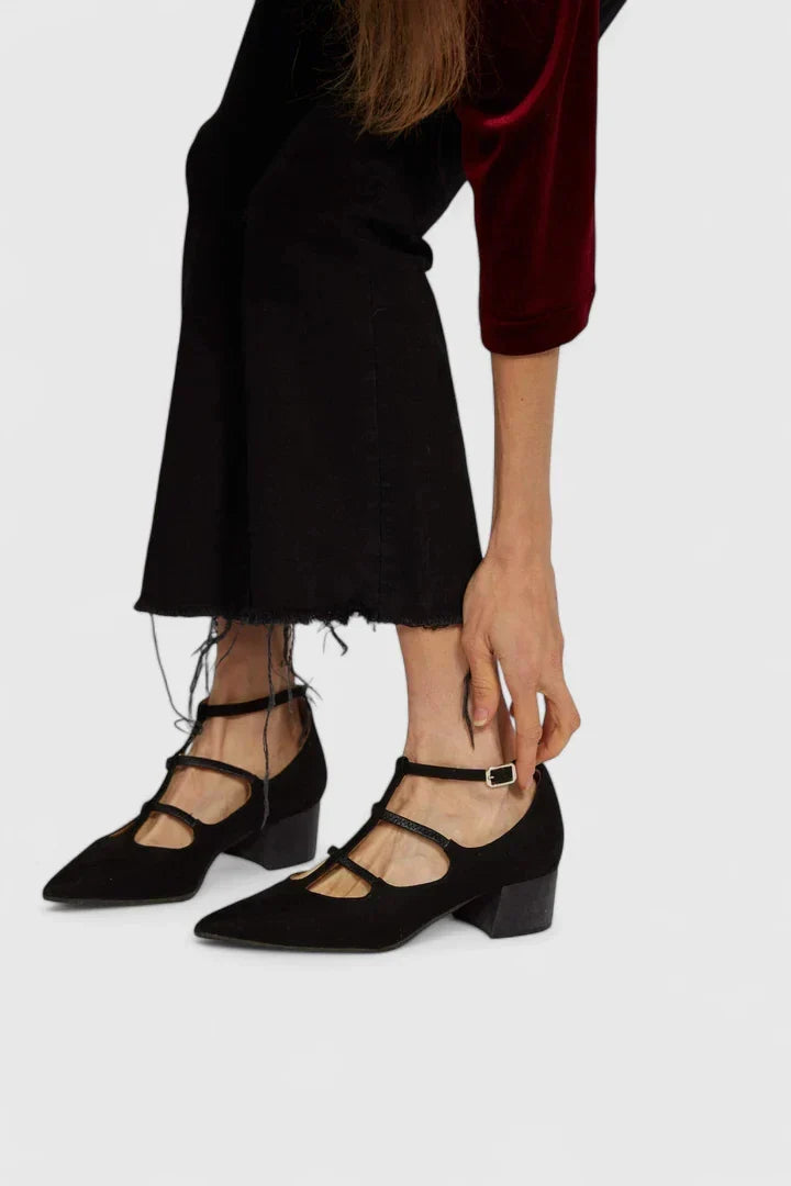 Ruby - Women’s Occasion Heels Elegant Pointed Toe with T-Bar Ankle Strap