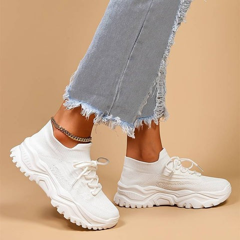 Ruby - Women's Sneakers Casual with Chunky Platform Sole and Sock Fit