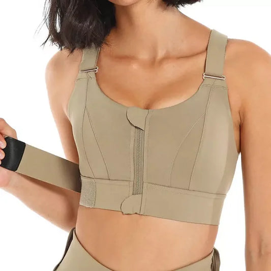 Ruby - Women’s Sports Bra High Support Comfort Fit with Front Zip Closure