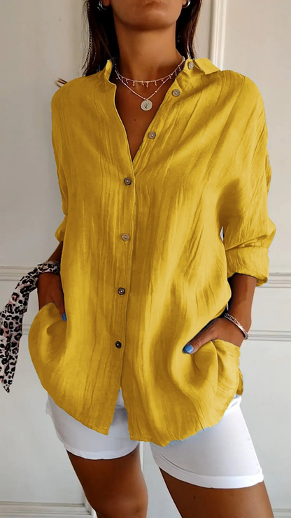 Ruby - Women's Summer Shirt Oversized with Collar and Buttons