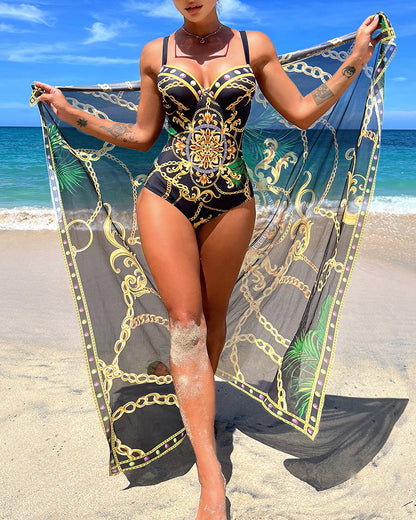 Sienna - Women's One Piece Swimsuit Elegant Summer Style with Sarong