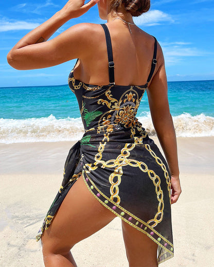Sienna - Women's One Piece Swimsuit Elegant Summer Style with Sarong