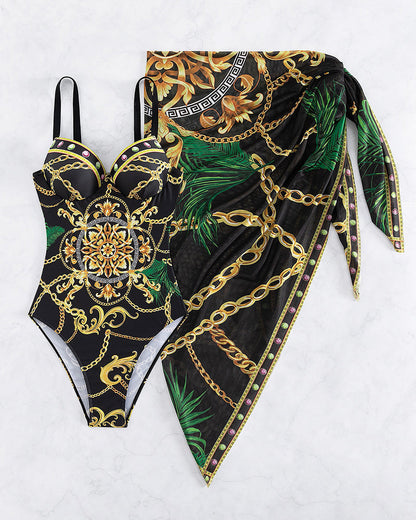 Sienna - Women's One Piece Swimsuit Elegant Summer Style with Sarong