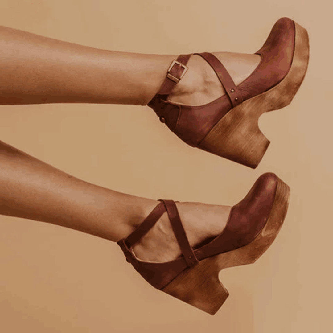 Sienna - Women’s Platform Wedge Sandals Closed Toe with Crossover Straps