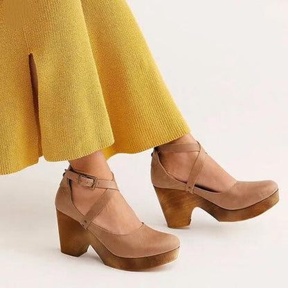 Sienna - Women’s Platform Wedge Sandals Closed Toe with Crossover Straps