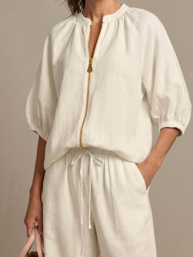 Sienna - Women's Summer Co-Ord Set Chic with Wide Leg Trousers