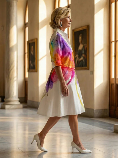 Sienna - Women’s Summer Midi Dress Formal with Floral Print and Pockets
