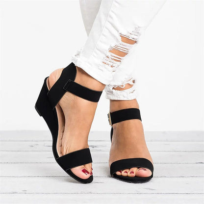 Sophie - Women’s Wedge Sandals Elegant with Ankle Strap and Open Toe