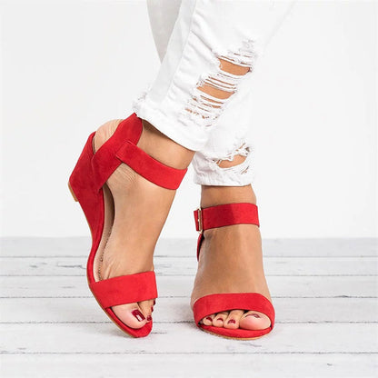 Sophie - Women’s Wedge Sandals Elegant with Ankle Strap and Open Toe