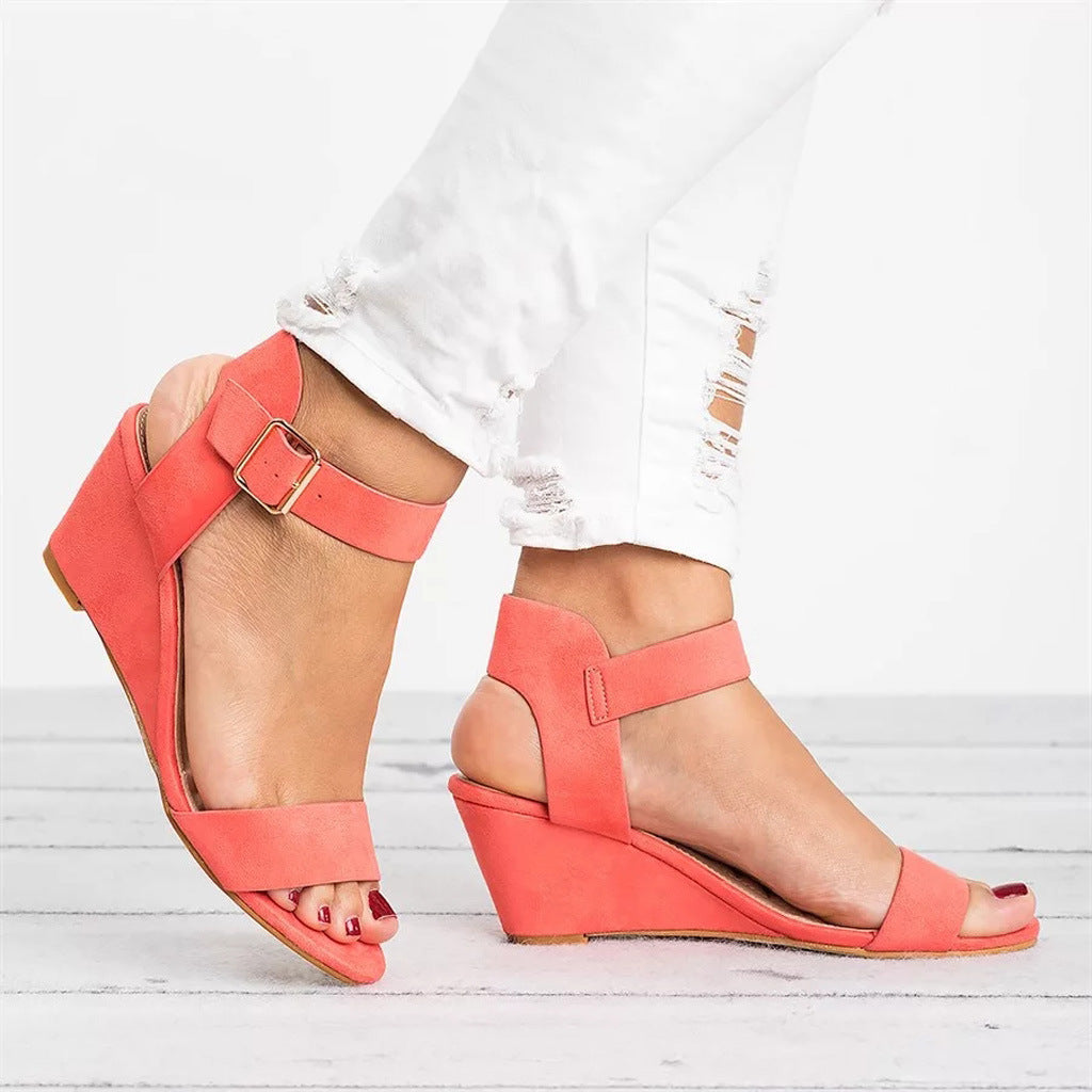 Sophie - Women’s Wedge Sandals Elegant with Ankle Strap and Open Toe