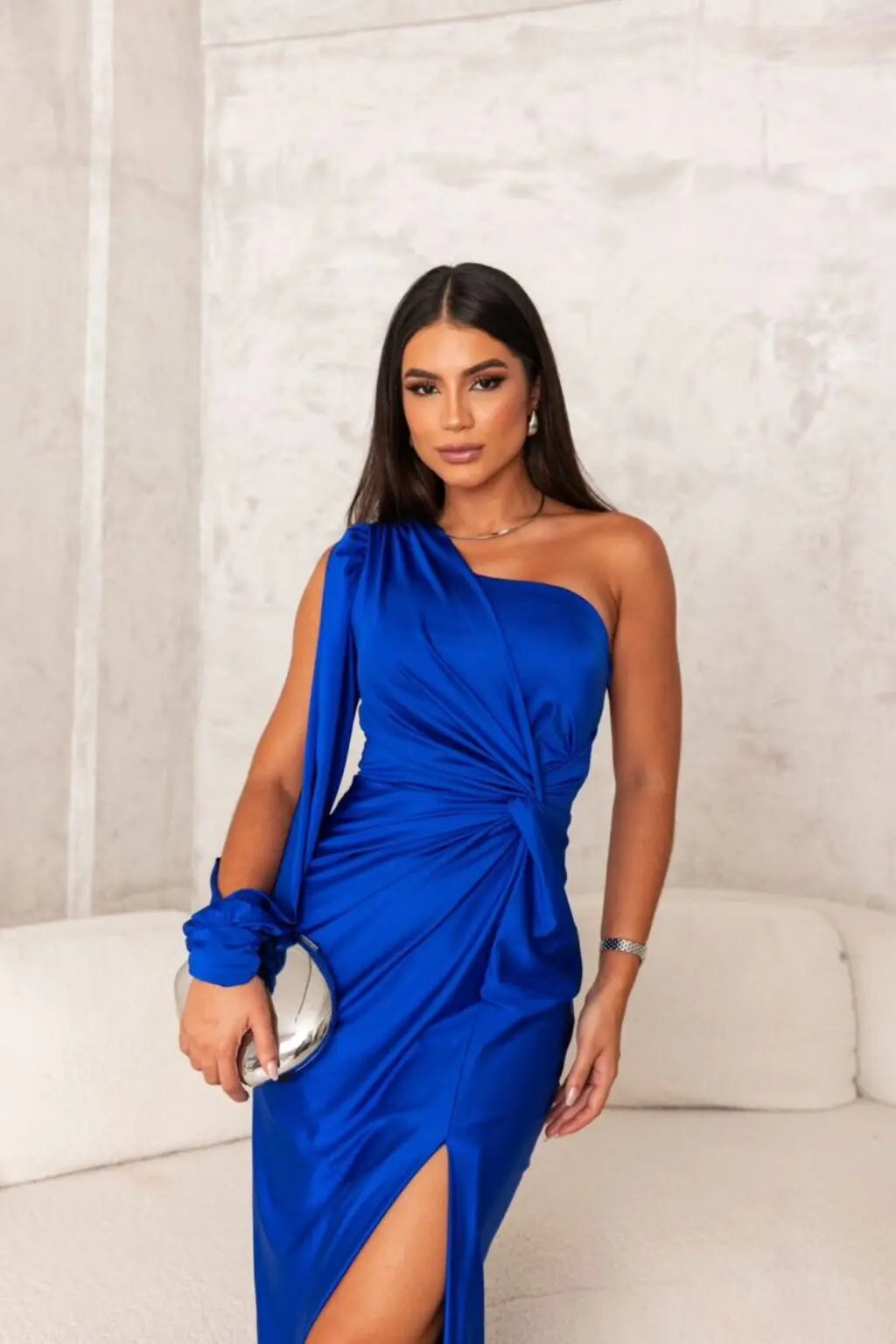 Valentina - Women's Formal Maxi Dress with One Shoulder and Twist Waist