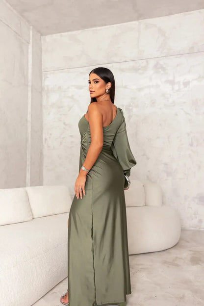 Valentina - Women's Formal Maxi Dress with One Shoulder and Twist Waist