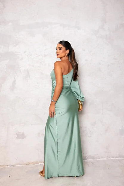 Valentina - Women's Formal Maxi Dress with One Shoulder and Twist Waist