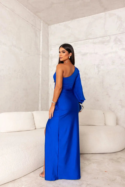 Valentina - Women's Formal Maxi Dress with One Shoulder and Twist Waist
