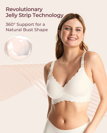 Victoria - Women's Bra Nursing Seamless with Scalloped Edge and Clips