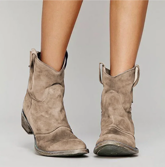 Willow - Women's Ankle Boots with Western Details and Block Heel