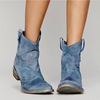 Willow - Women's Ankle Boots with Western Details and Block Heel