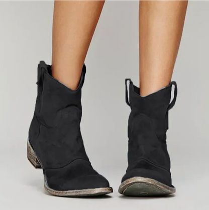 Willow - Women's Ankle Boots with Western Details and Block Heel