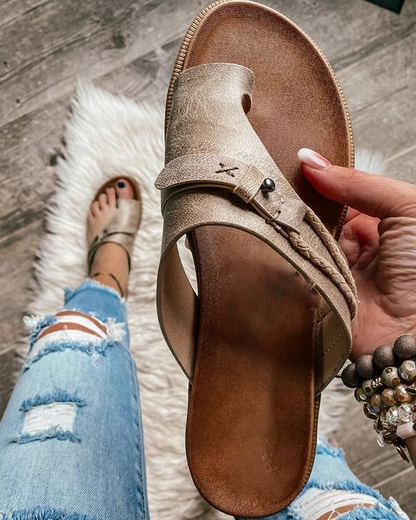 Willow - Women's Boho Toe Post Flat Sandals with Buckle Ankle Strap