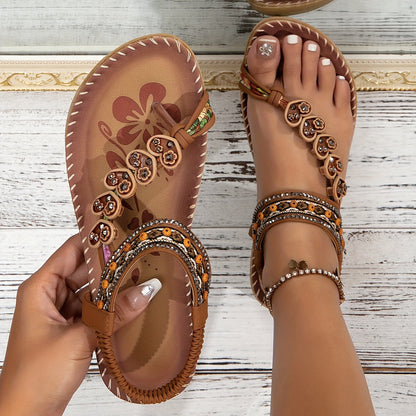 Willow - Women's Summer Sandals Boho Comfort Flats with Toe Post Strap
