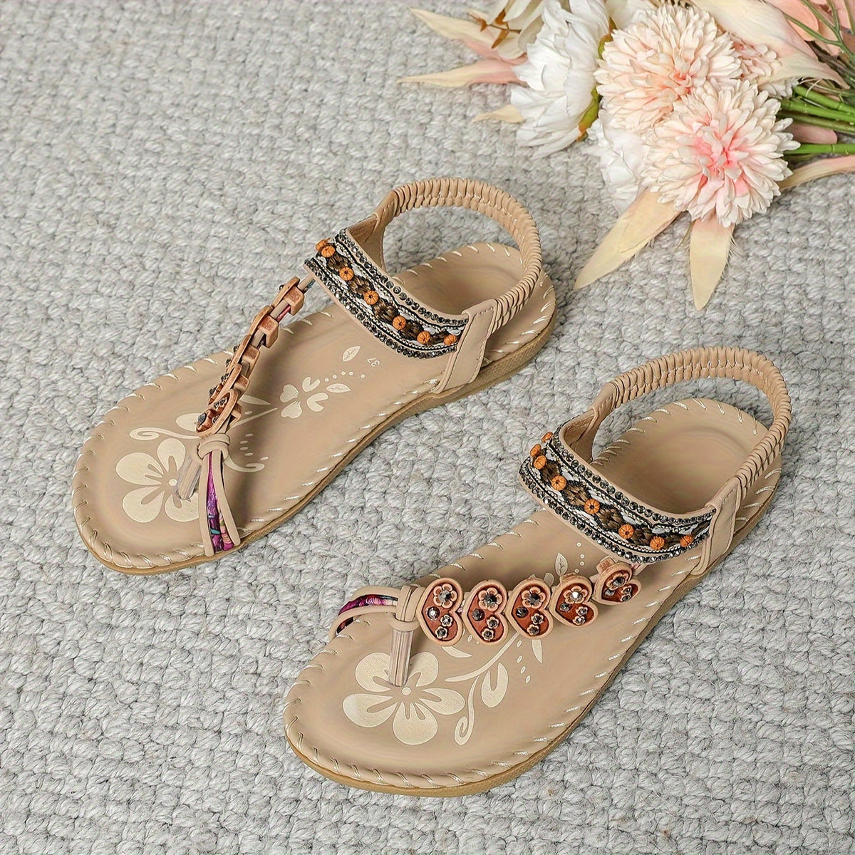 Willow - Women's Summer Sandals Boho Comfort Flats with Toe Post Strap