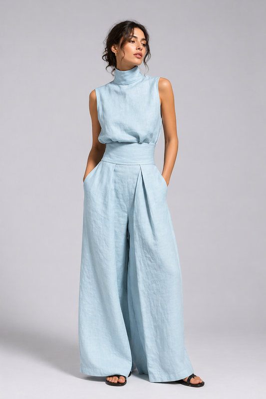 Willow - Women's Summer Set Matching Lightweight Top and Wide Leg Trousers