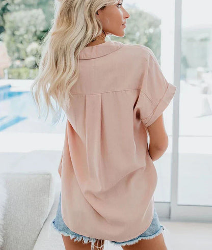 Zoe - Women’s Blouse Oversized for Comfort with Rolled Sleeves and Pocket