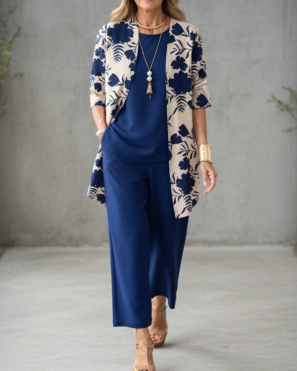 Zoe - Women’s Matching Set Formal Summer Printed Jacket and Trousers