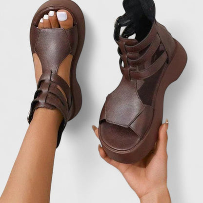 Zoe - Women’s Platform Sandals Chunky with Gladiator Straps and Open Toe